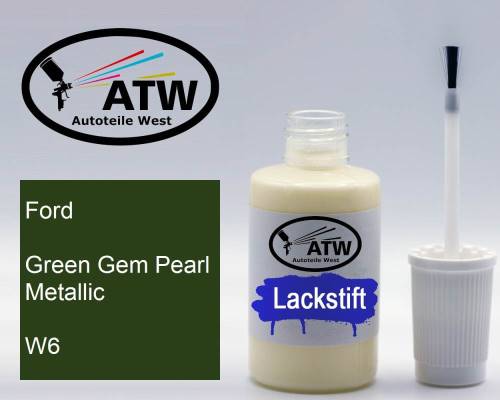 Ford, Green Gem Pearl Metallic, W6: 20ml Lackstift, von ATW Autoteile West.